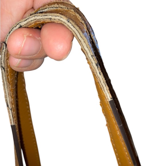 Michael Kors Jet Set brown & tan canvas Logo Tote Handbag satchel shoulder Purse - Picture 4 of 16